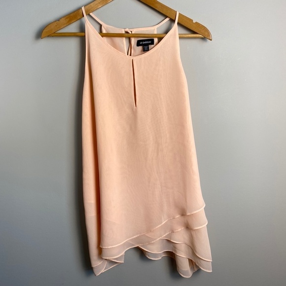Le Chateau Women's‎ Peach Satin Spaghetti Strap Layered Front Lightweight Top XL - Picture 6 of 11